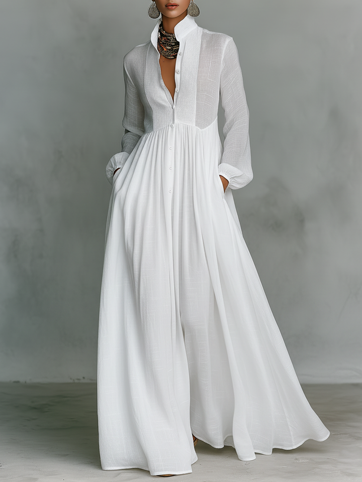 Amélie™ | Elegante Maxi Overhemdjurk met Knoopsluiting