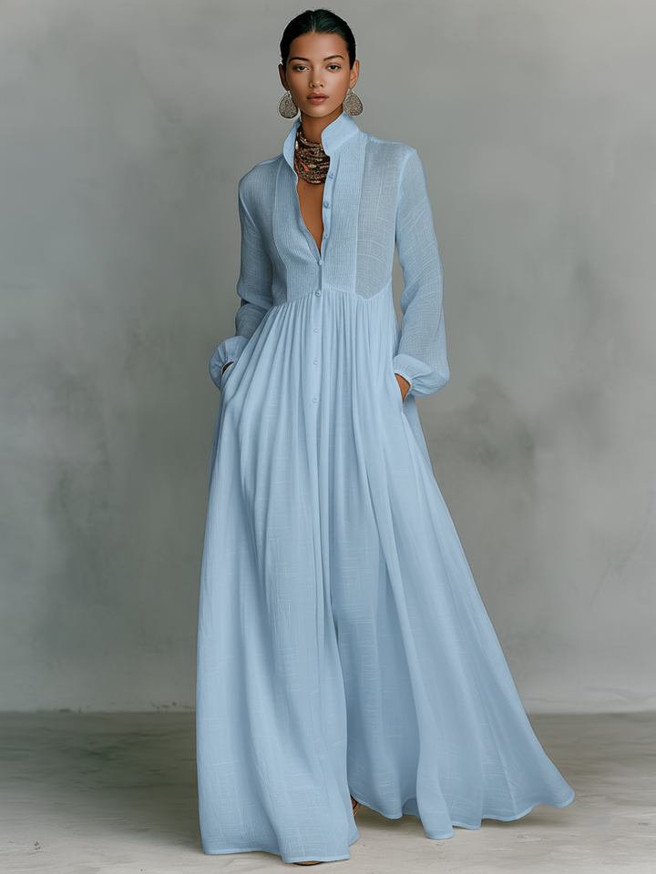 Amélie™ | Elegante Maxi Overhemdjurk met Knoopsluiting