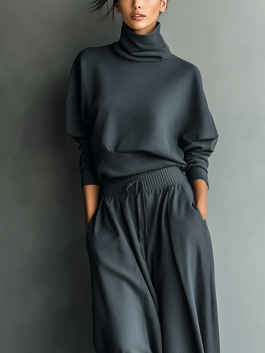 Lila™ | Gebreid Lounge Set met Wijde Broek