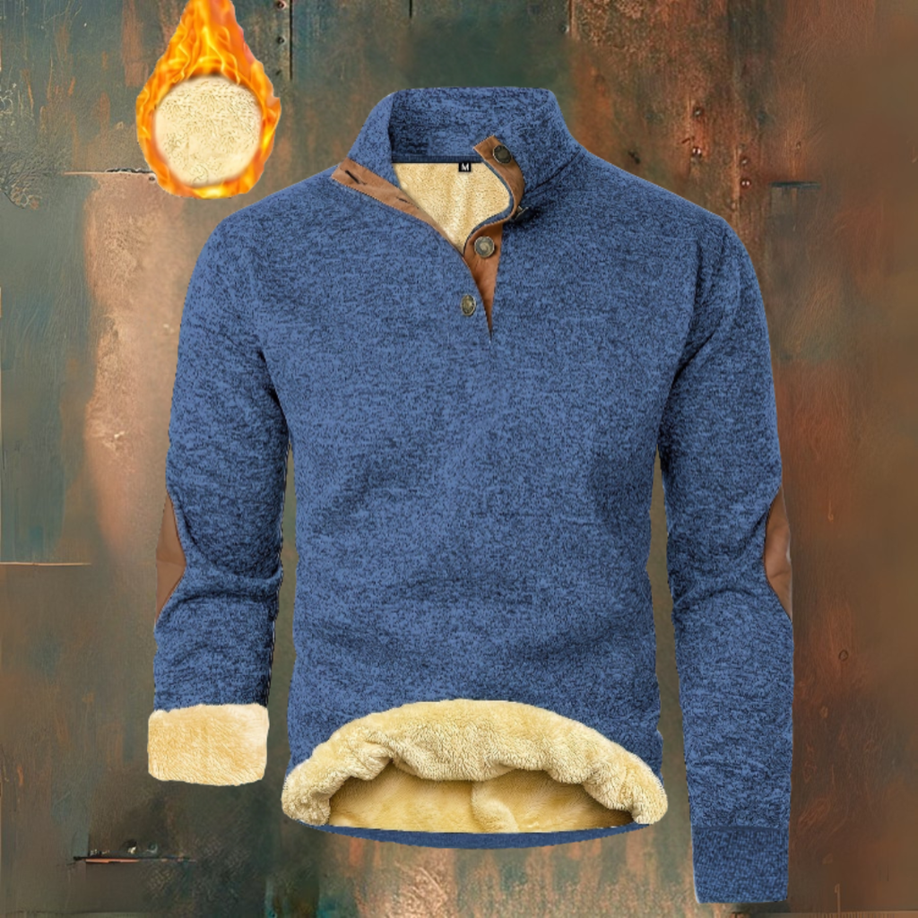 Ruben™️ | Warme fleece sweater met knoopsluiting