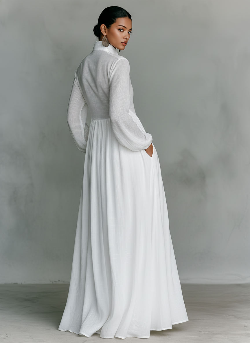Amélie™ | Elegante Maxi Overhemdjurk met Knoopsluiting