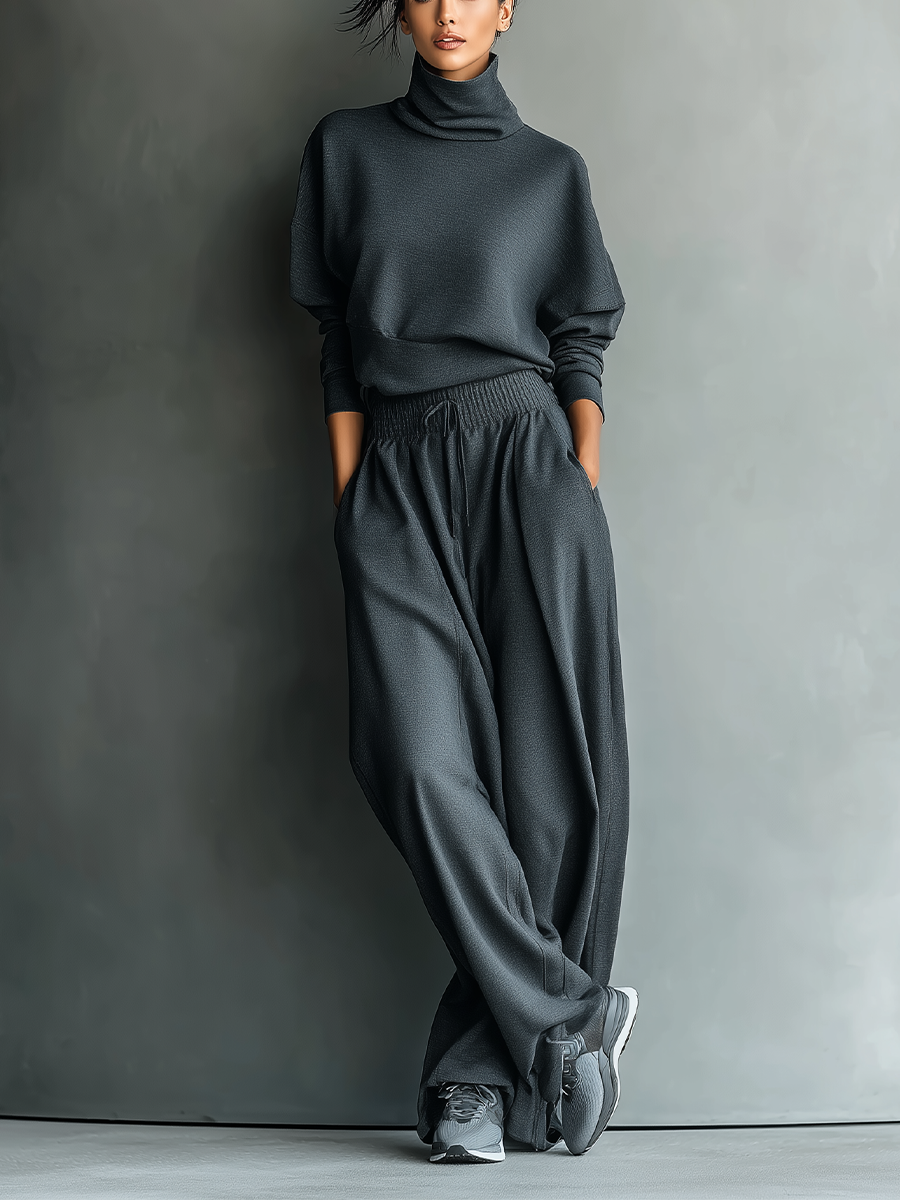 Lila™ | Gebreid Lounge Set met Wijde Broek
