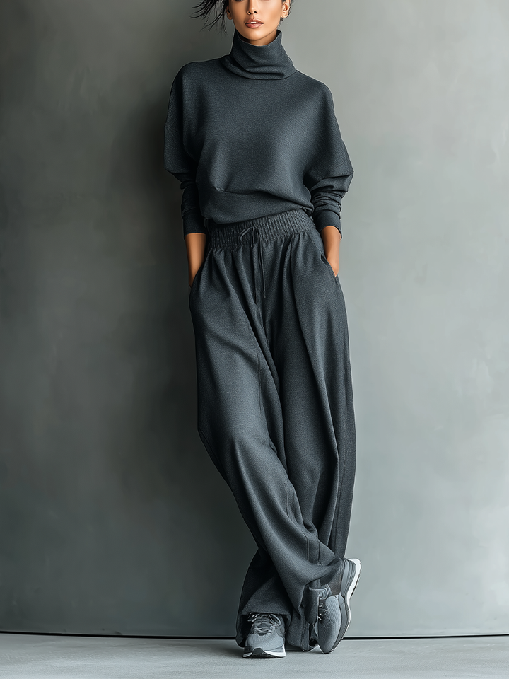 Lila™ | Gebreid Lounge Set met Wijde Broek