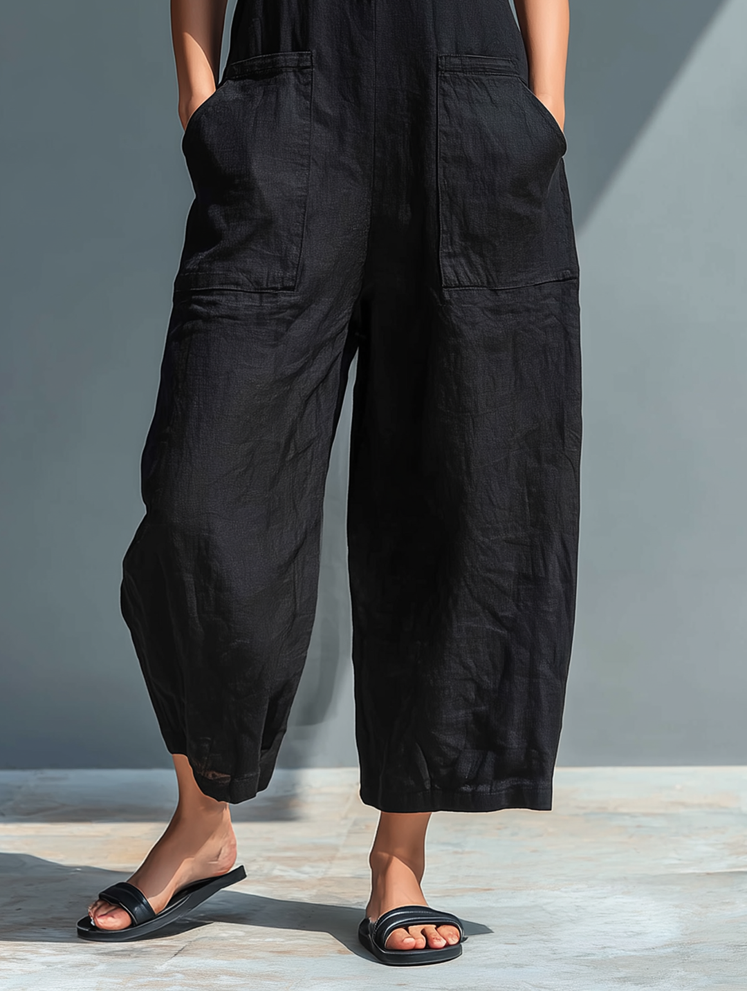 Mouwloze linnen jumpsuit