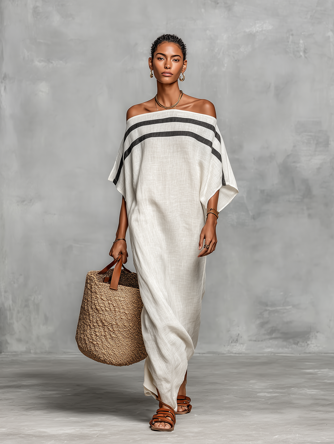 Minimalistische Linnen Maxi Jurk