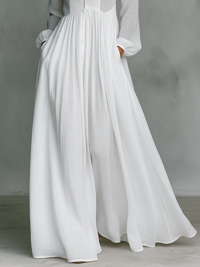 Amélie™ | Elegante Maxi Overhemdjurk met Knoopsluiting